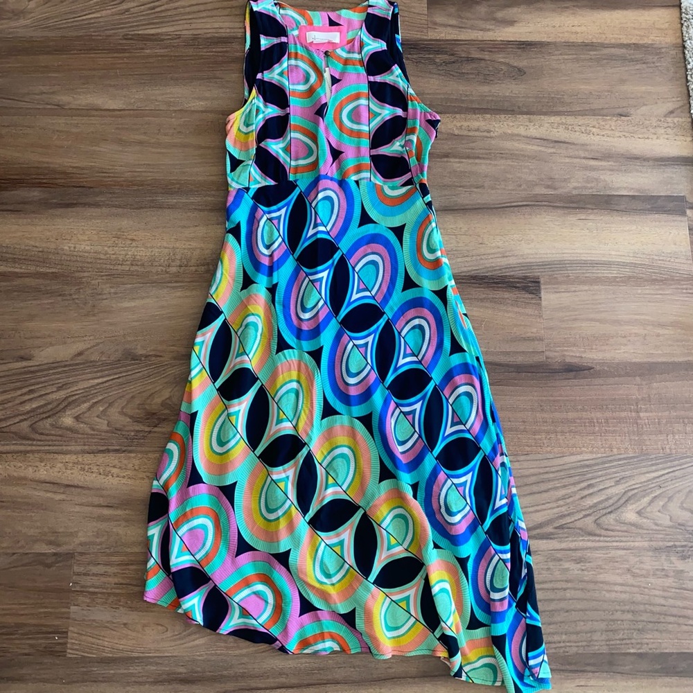 Anthropologie Colorful Sleeveless Asymmetrical Dress